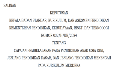 CAPAIAN PEMBELAJARAN PADA PAUD, DIKDAS, DAN PENDIDIKAN MENENGAH PADA KURIKULUM MERDEKA TAHUN 2024 SERTA KOMPETENSI DAN TEMA PROJEK PENGUATAN PROFIL PELAJAR PANCASILA TAHUN 2024