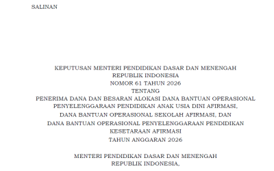 Daftar Nama Sekolah Penerima BOS Afirmasi Tahun 2026