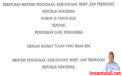 PERMENDIKBUDRISTEK NO 26 TAHUN 2022 TENTANG GURU PENGGERAK